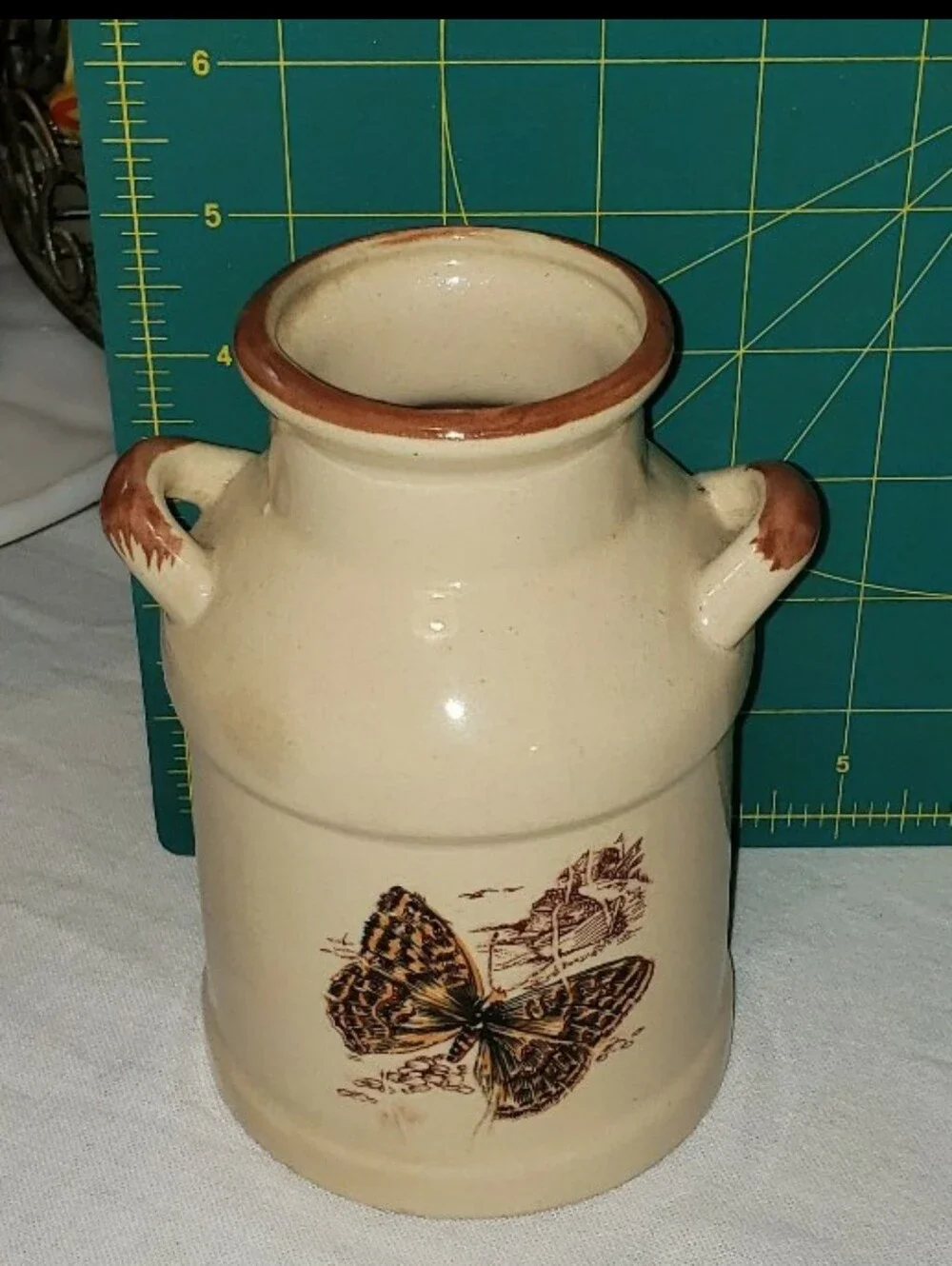 Vintage Double Handled Stoneware Crock/Jug Made In Taiwan